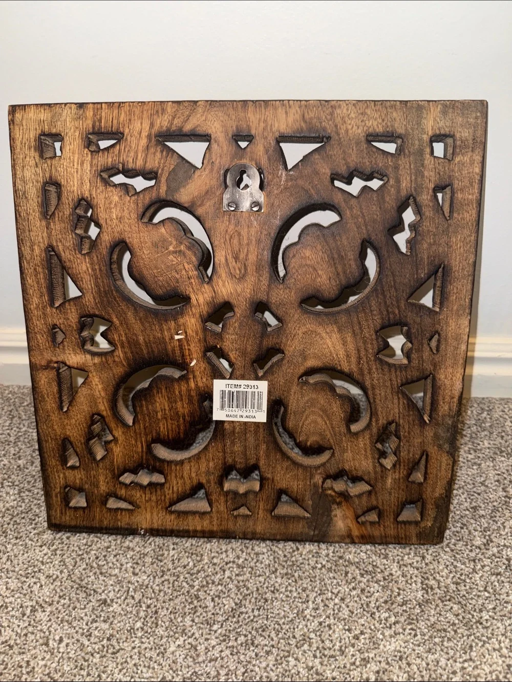 Carved Brown Floral Wood Wall Panel - Decorative Home Wall Decor